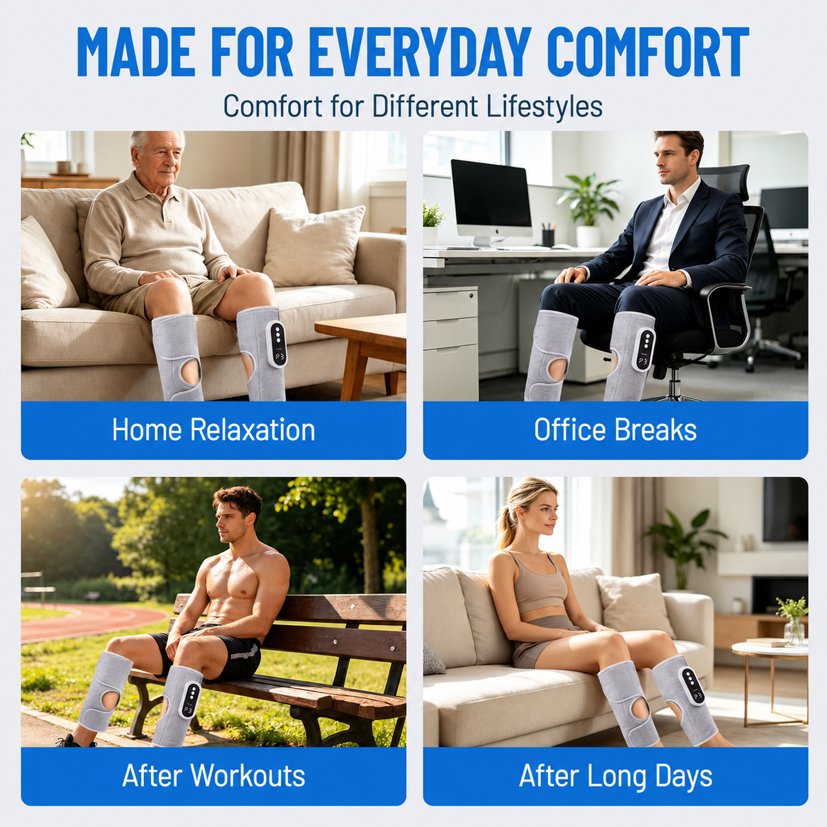 Wireless Air Compression Leg Massager with Heat